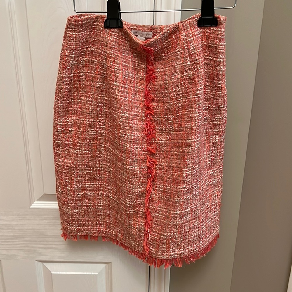 New York & Company Pink Tweed Midi Skirt